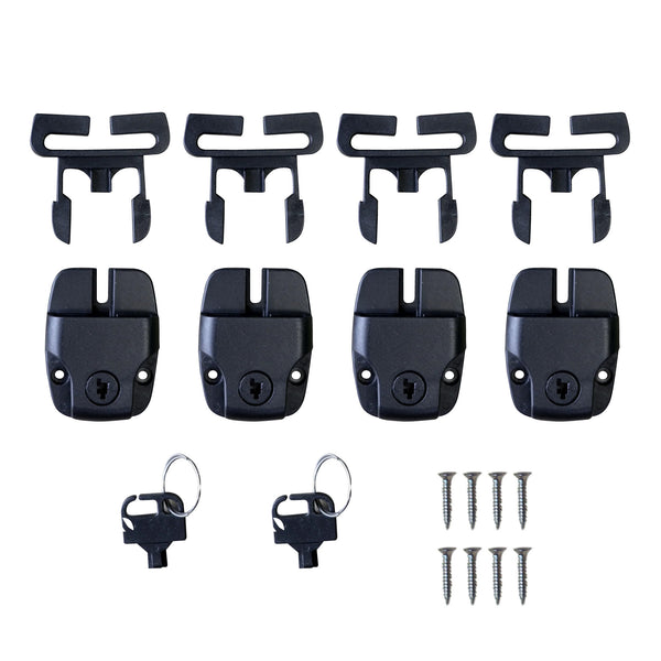 4-Piece Spa Hot Tub Cover Latch and Lock Kit, Including Key and Screws, Strap Buckle Sliding Locks, Hot Tub Cover Repair Kit