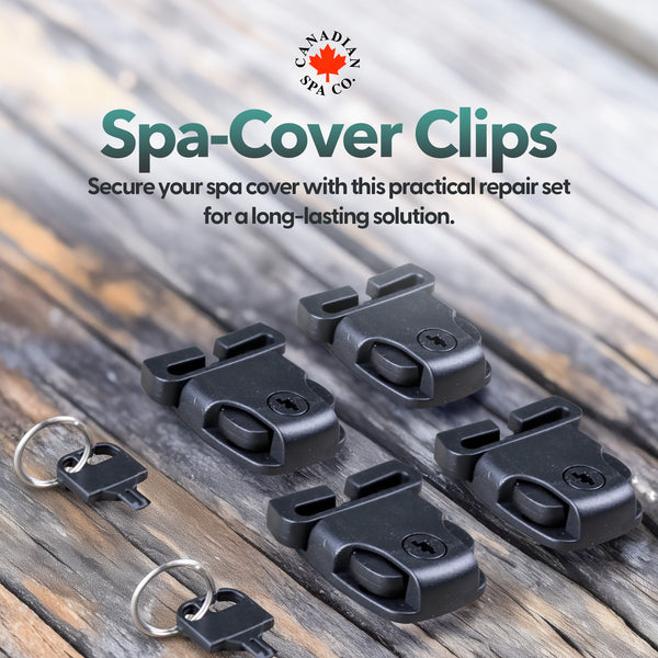 4-Piece Spa Hot Tub Cover Latch and Lock Kit, Including Key and Screws, Strap Buckle Sliding Locks, Hot Tub Cover Repair Kit