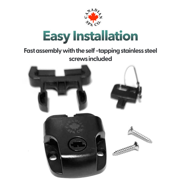 4-Piece Spa Hot Tub Cover Latch and Lock Kit, Including Key and Screws, Strap Buckle Sliding Locks, Hot Tub Cover Repair Kit