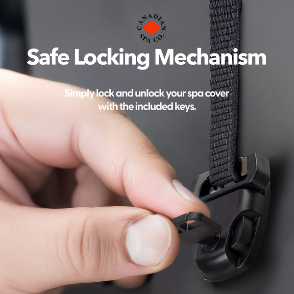 4-Piece Spa Hot Tub Cover Latch and Lock Kit, Including Key and Screws, Strap Buckle Sliding Locks, Hot Tub Cover Repair Kit