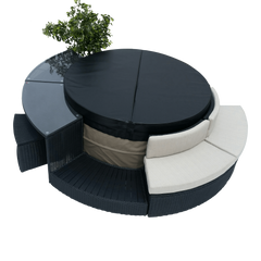 Glass Top Bar - Round Spa Surround Furniture